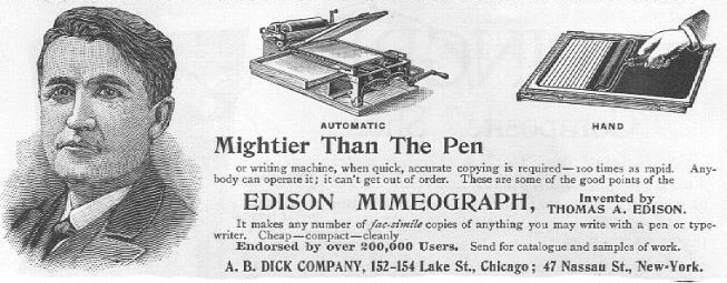 1896 Mimeograph ad